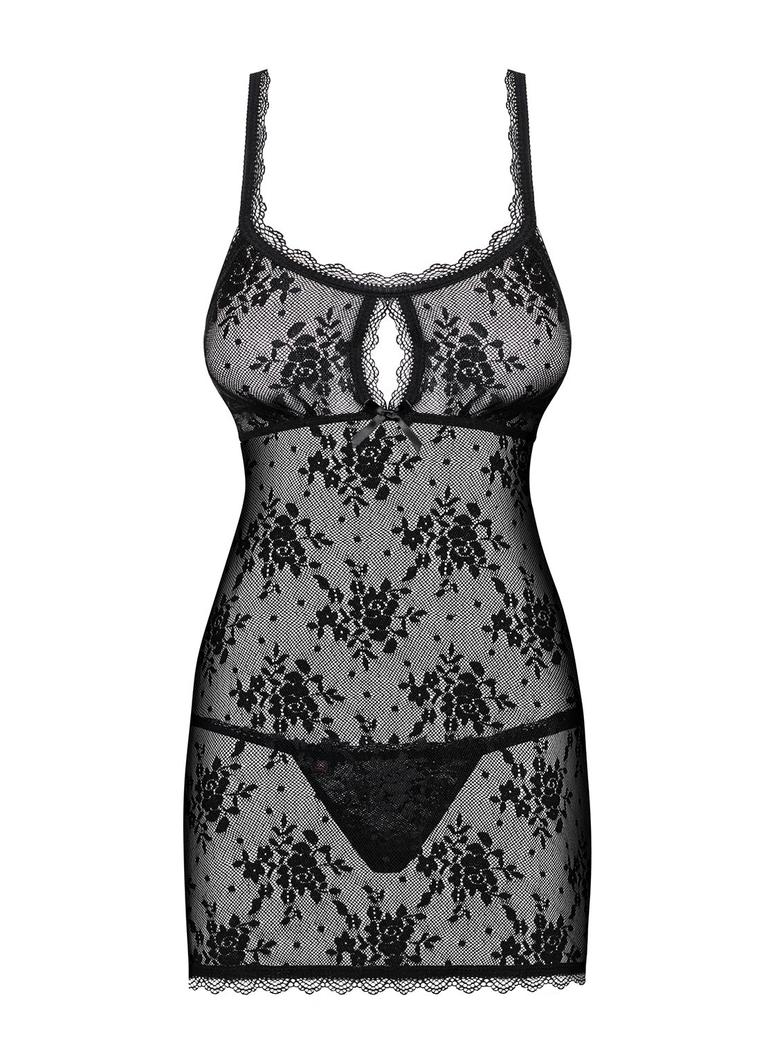 Behindy babydoll i stringi czarna L/XL - obrazek 3