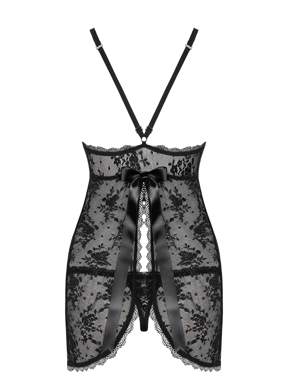 Behindy babydoll i stringi czarna L/XL - obrazek 4