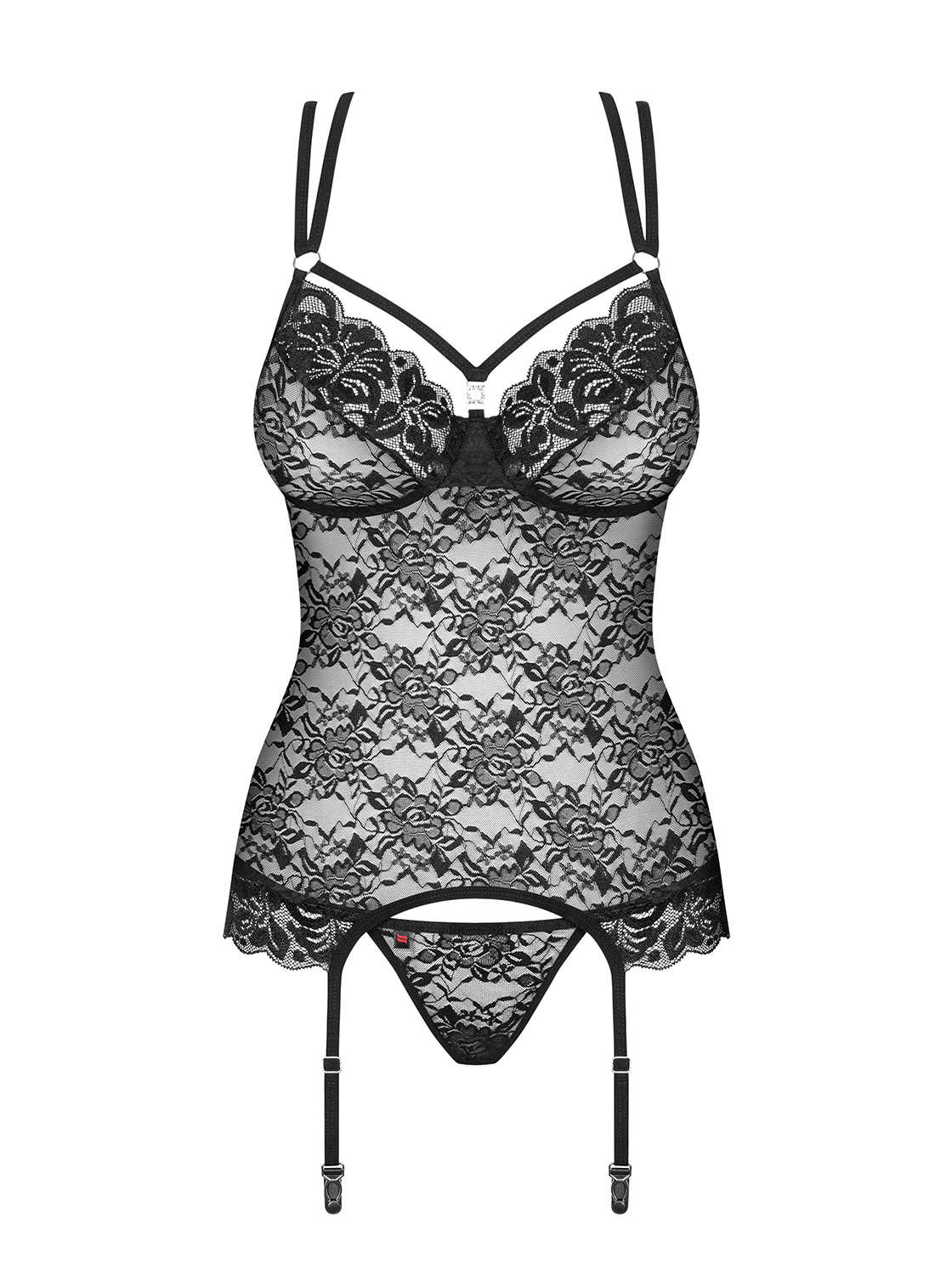 860-COR-1 gorset i stringi czarny S/M - obrazek 3