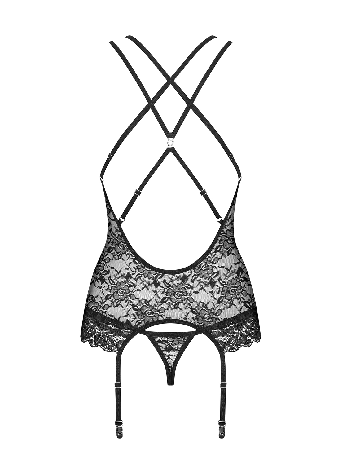 860-COR-1 gorset i stringi czarny S/M - obrazek 4