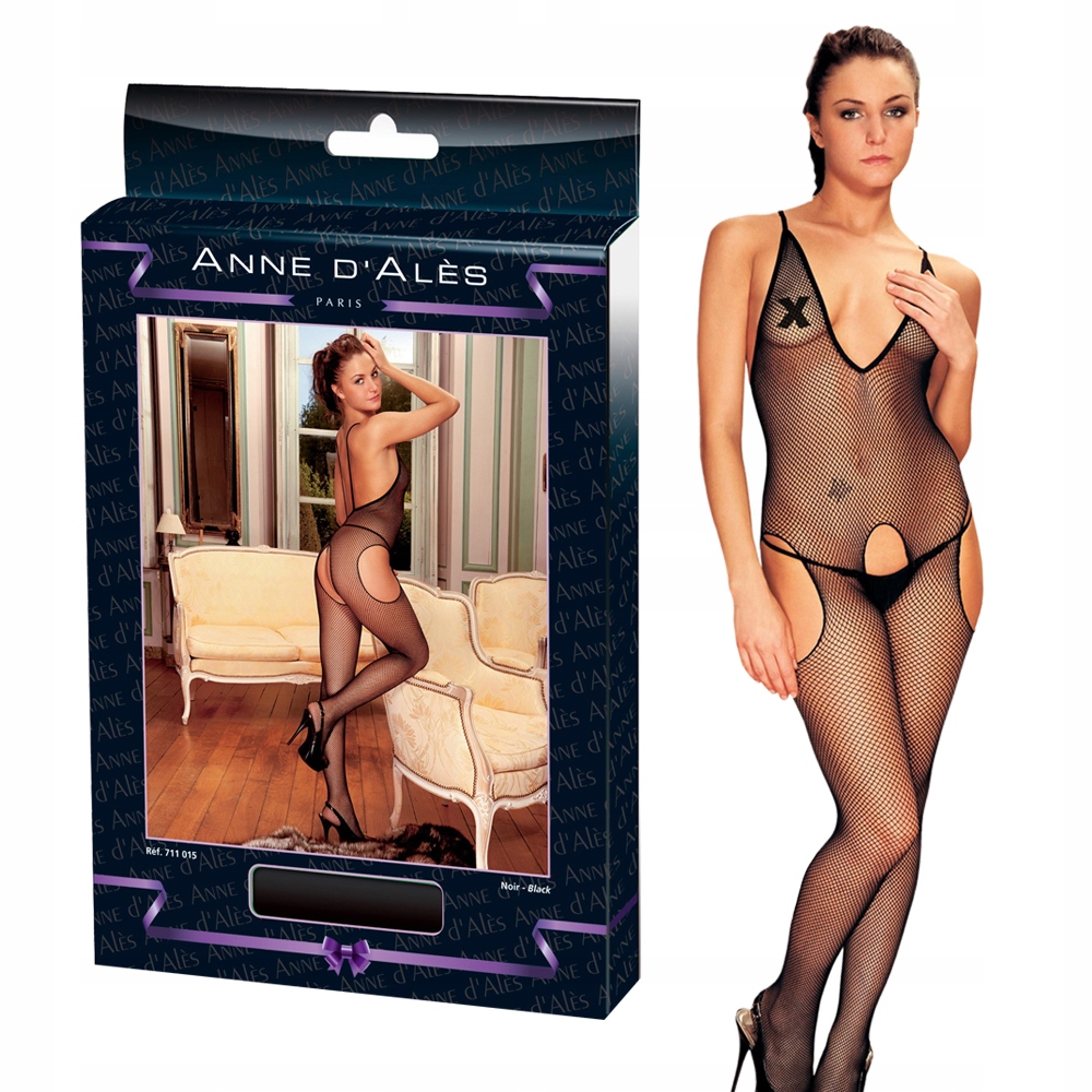 Bodystocking damskie M/L. Wycięcie w kroku, prześwitujące. Anne Dales - obrazek 4