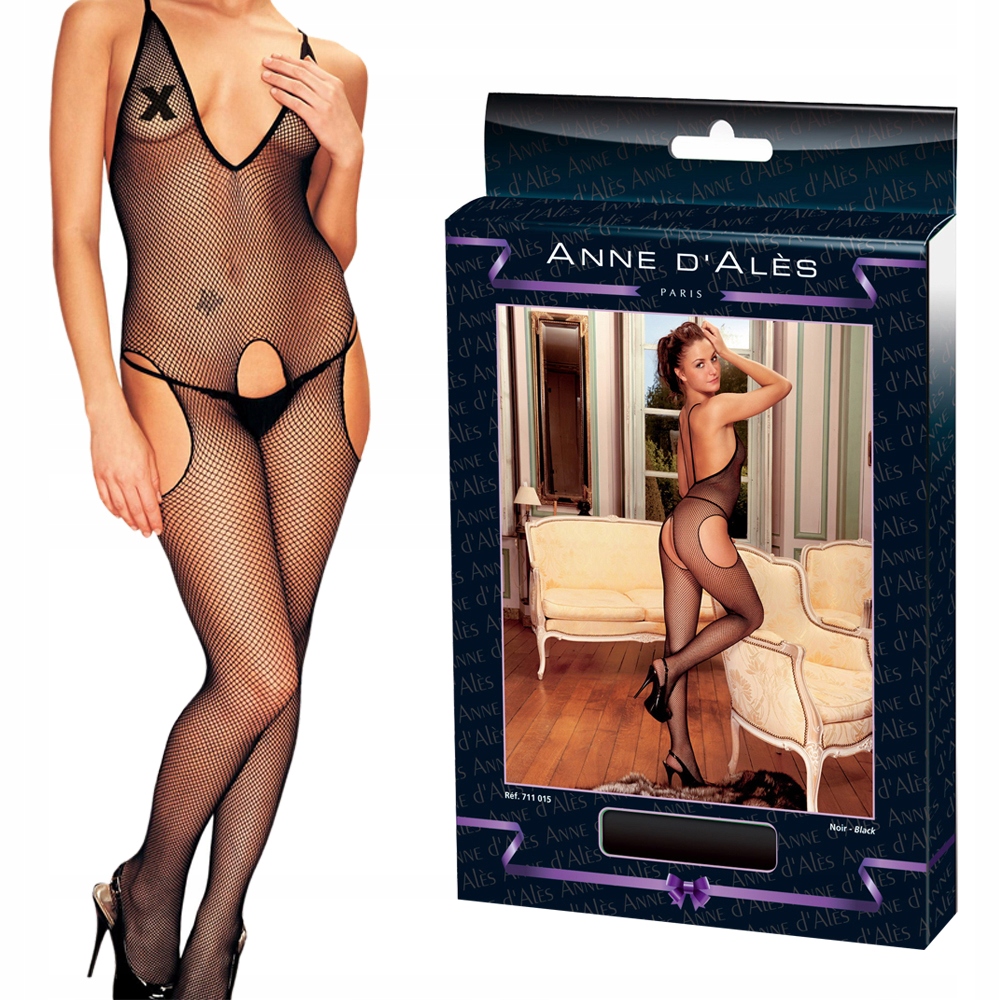 Bodystocking damskie M/L. Wycięcie w kroku, prześwitujące. Anne Dales - obrazek 5